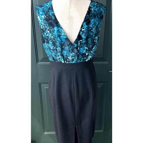 J. Crew Sz 8 Silk & Wool Sheath Dress Empire Waist Pencil Skirt Preppy Cocktail - Picture 5 of 9